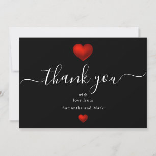 Carte simple moderne Mariage rouge Coeur noir