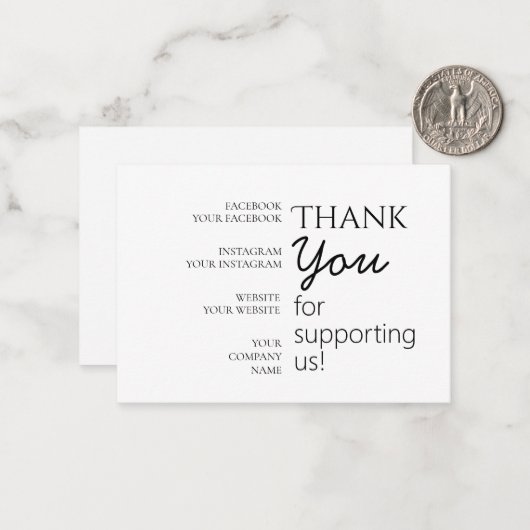 Carte simple, moderne, Merci plat (Devant/Arrière en situation)