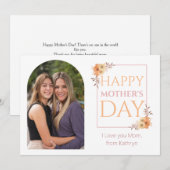 Carte Simple moderne mignonne Maman Joyeuse Fête des mèr (Devant / Derrière)