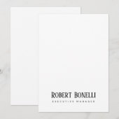 Carte simple moderne minimaliste noir et blanc (Devant / Derrière)