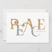 Carte Simple moderne Noël Paix Or en argent Photo (Devant)