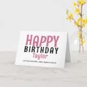 Carte Simple moderne Nom personnalisé Joyeux anniversair (Fleur jaune)