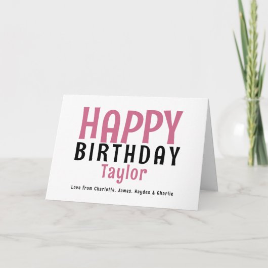 Carte Simple moderne Nom personnalisé Joyeux anniversair (Devant)