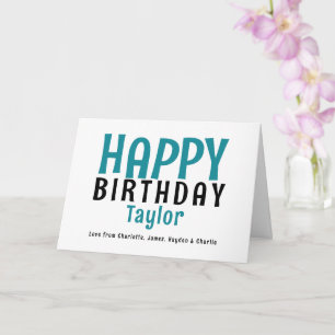 Carte Simple moderne Nom personnalisé Joyeux anniversair