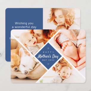 Carte Simple moderne photos personnalisées Joyeux fête d
