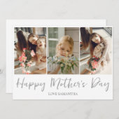 Carte Simple moderne Script 3 photo | Joyeuse Fête des m (Devant / Derrière)