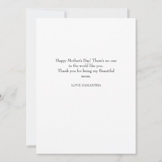 Carte Simple moderne Script 7 Photo | Joyeuse Fête des m (Dos)