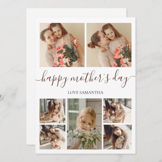 Carte Simple moderne Script 7 Photo | Joyeuse Fête des m (Devant / Derrière)