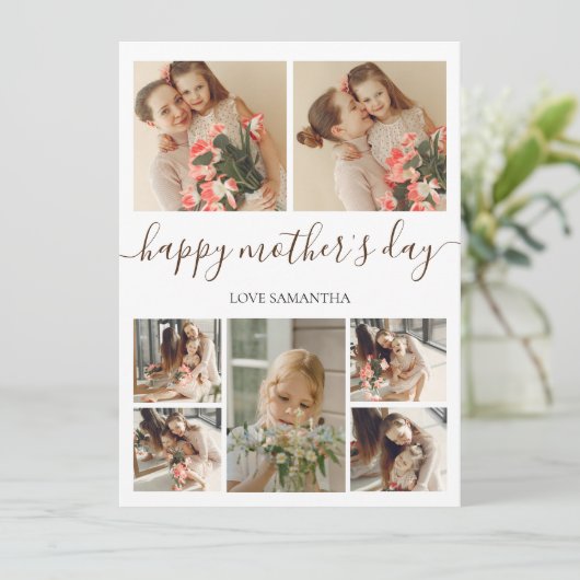 Carte Simple moderne Script 7 Photo | Joyeuse Fête des m (Debout devant)