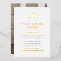 Carte simple Mortier Photo Graduation Party Gold