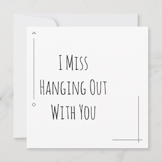 Carte Simple Noir & Blanc "Tu Me Manques" (Devant)