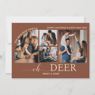 Carte Simple Oh Deer What a Year Photo Collage Noël
