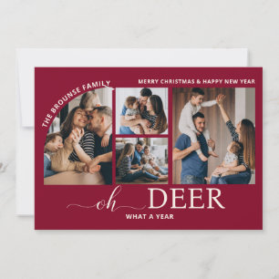 Carte Simple Oh Deer What a Year Photo Collage Noël