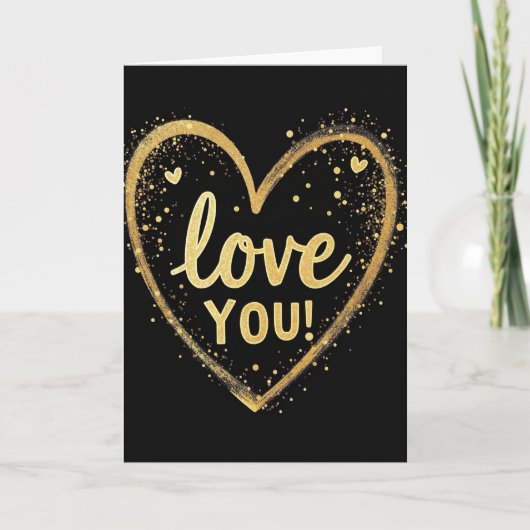 Carte Simple Or Amour Cœur (Devant)