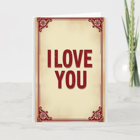 Carte Simple Ornée de la Frontière Je T'Aime (Devant)