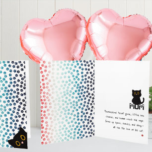 Carte Simple Pattes Rouges Blanches et Bleues Maman Chat