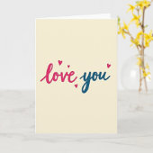 Carte simple peinte de cœurs avec « Je t'aime » (Fleur jaune)