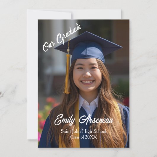 Carte Simple Photo Calligraphy Grad Party Personalize (Devant)