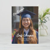 Carte Simple Photo Calligraphy Grad Party Personalize (Debout devant)
