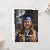 Carte Simple Photo Calligraphy Grad Party Personalize (Devant/Arrière en situation)