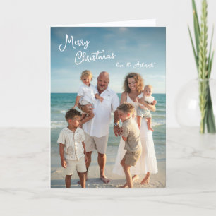 Carte Simple Photo de Famille Noël Élégant Script