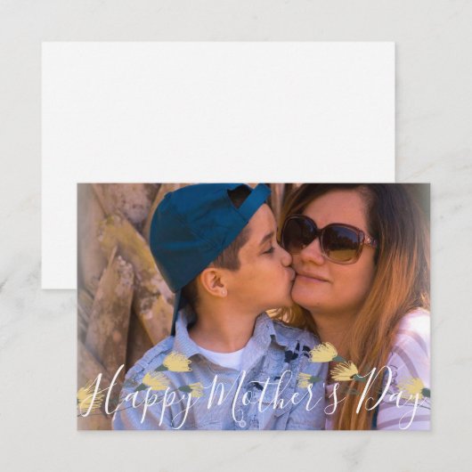 Carte Simple photo de la Fête des Mères Florale (Devant / Derrière)