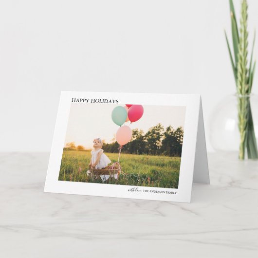 Carte simple photo de Noël minimaliste pliée (Devant)