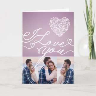 Carte Simple Pink Heart I Love You Photo Collage