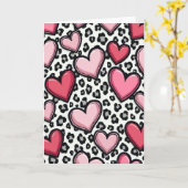 Carte Simple Pink Leopard Hearts Card (Fleur jaune)