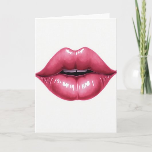 Carte Simple Pink Lips Kiss Card (Devant)