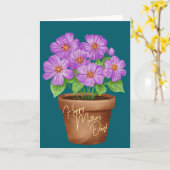 Carte Simple Pot de fleurs aquarelle pour la fête des mè (Fleur jaune)