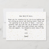 Carte Simple pour ma demoiselle d'honneur le jour de not (Dos)