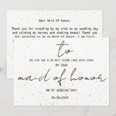 Carte Simple pour ma demoiselle d'honneur le jour de not (Devant / Derrière)