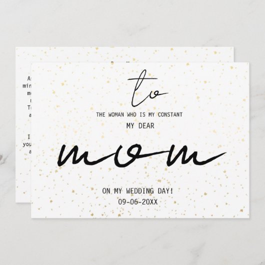 Carte Simple Pour Ma Mère Le Jour Du Mariage Ajouter Un (Devant / Derrière)