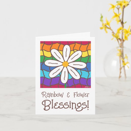 Carte Simple Rainbow Daisy Flower Penser De Vous (Fleur jaune)