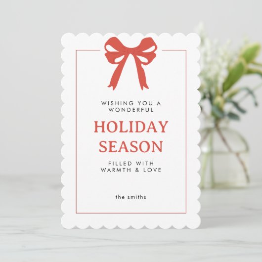 Carte simple Red Bow Holiday (Debout devant)
