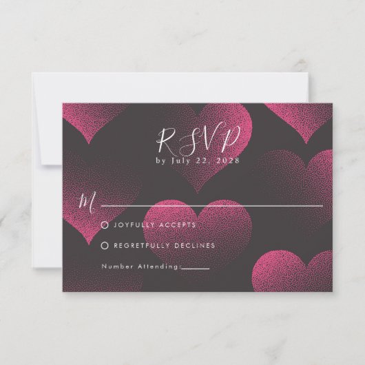 Carte Simple Red Heart Theme for Wedding RSVP (Devant)