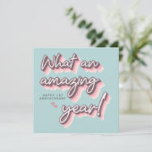 Carte Simple Retro Pink Pastel heureux 1er anniversaire (Debout devant)