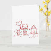 Carte Simple Robot Heart Home (Fleur jaune)