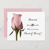 Carte simple Rose rose femme d'honneur (Devant / Derrière)