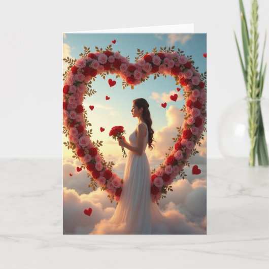 Carte Simple Roses Romantiques (Devant)