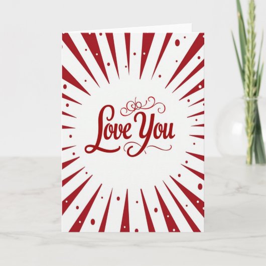 Carte Simple Rouge Love You Burst Point (Devant)