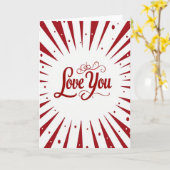 Carte Simple Rouge Love You Burst Point (Fleur jaune)