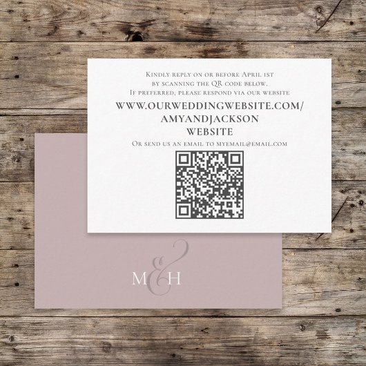 Carte simple RSVP Blush Rose Wedding