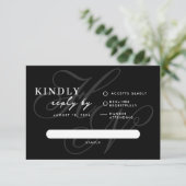 Carte simple RSVP Noir Monogramme moderne (Debout devant)