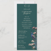 Carte simple Rustique Floral Peacock Programme de  (Devant)