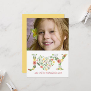 Carte Simple script de joie de Fête des pères florale