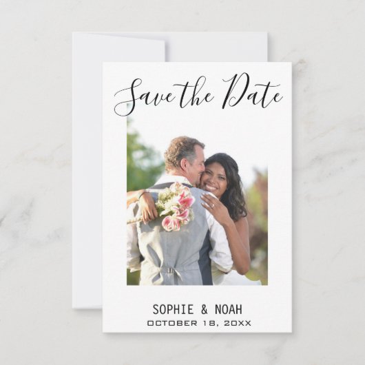 Carte Simple Script Modern Photo Enregistrer la date (Devant)