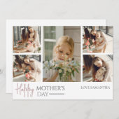 Carte Simple script moderne 5 photo | Joyeuse Fête des m (Devant / Derrière)