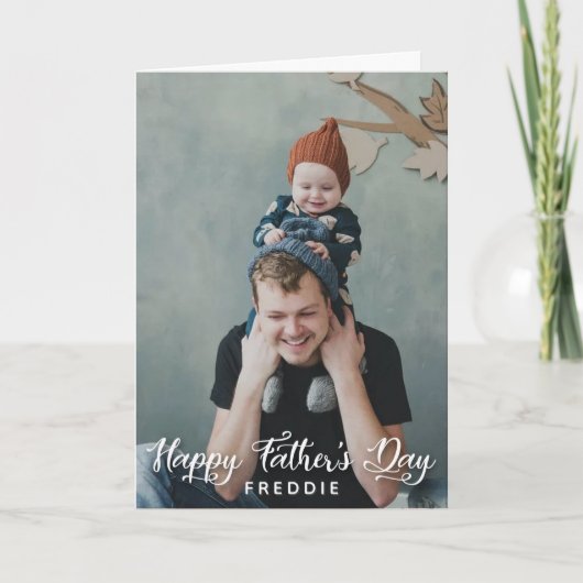 Carte Simple Script Photo Bon Père (Devant)